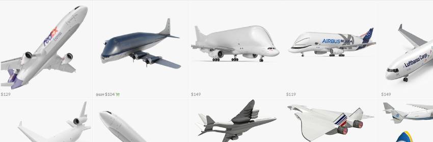 modelos 3d digitales de aviones carguero de transporte