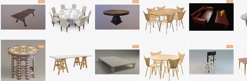 muebles de comedor 3d para Blender